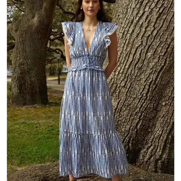 Blue and White Patterned Dress - Picture 2 of 7